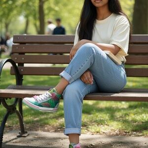 Wicked,Green and Pink High-Top Sneakers
